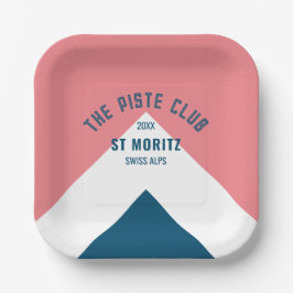 Plato De Papel Piste Club Personalizado Azul Rosa