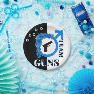 Plato De Papel Pistolas o Rosas Género revelan armas de fuego del