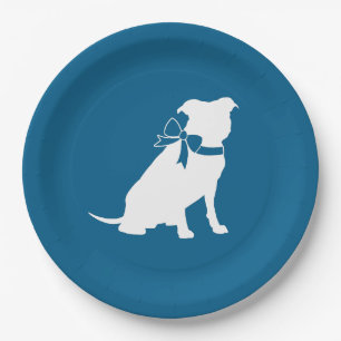 Plato De Papel Pit Bull Baby Shower Pitbull Dog Blue Boy