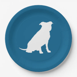 Plato De Papel Pit Bull Silhouette Baby Shower Puppy Dog