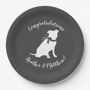 Plato De Papel Pit Bulldog Baby Shower Género Neutral Pitbull