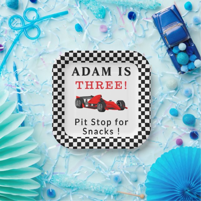 Plato De Papel Pit Stop for Snacks – Red Race Car 3rd Party  (Fiesta)