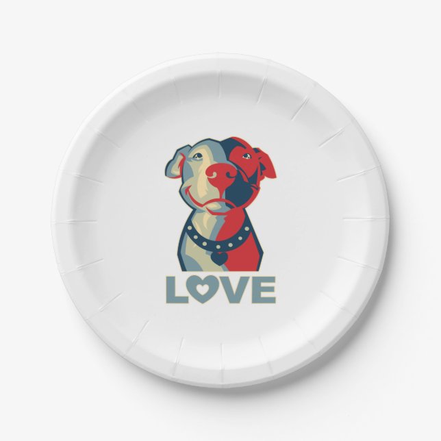 Plato De Papel Pitbull - AMOR (Anverso)
