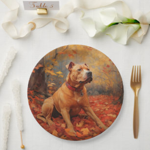 Plato De Papel Pitbull en otoño se inspira en las hojas