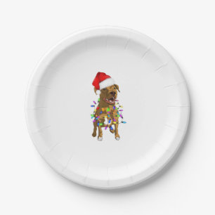 Plato De Papel Pitbull Merry Christmas Tree Ilumina Funny Pajama 