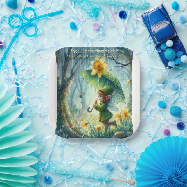 Plato De Papel Pixie en la lluvia (Fiesta)
