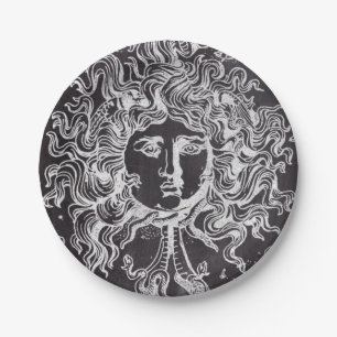 Plato De Papel pizarra vintage mitología griega Gorgon medusa