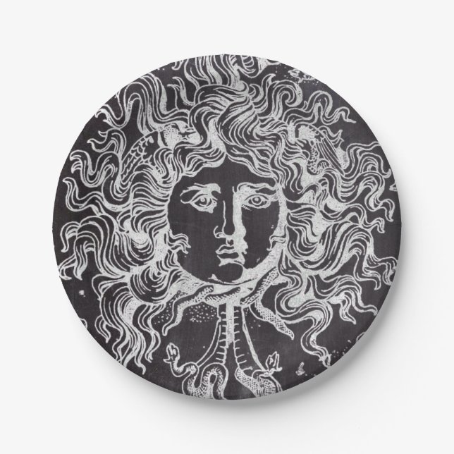 Plato De Papel pizarra vintage mitología griega Gorgon medusa (Anverso)