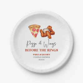 Plato De Papel Pizza and Wings Before The Rings Couples Shower