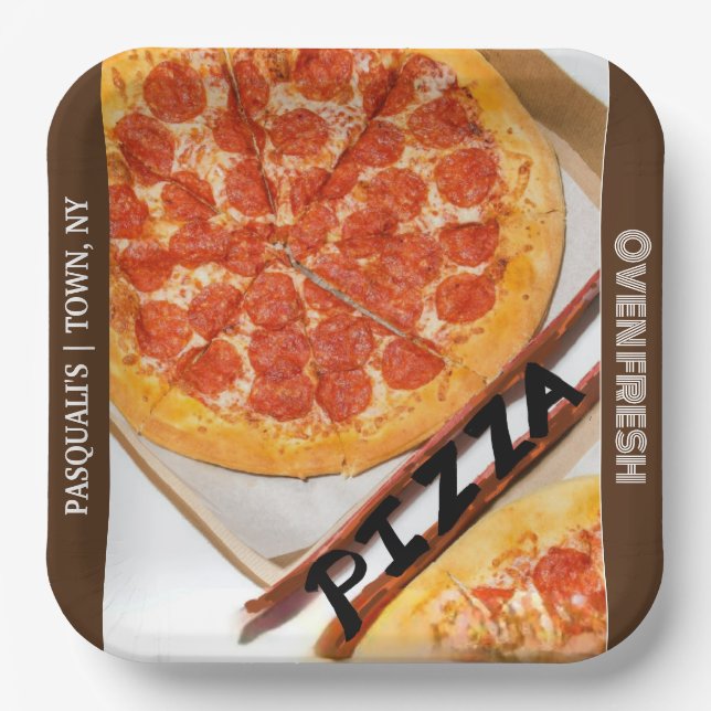 Plato De Papel Pizza Business White Brown (Anverso)