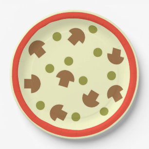 Plato De Papel Pizza con champiñones salsa de tomate de queso