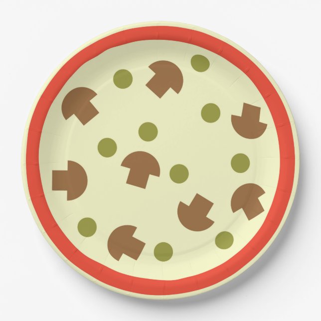 Plato De Papel Pizza con champiñones salsa de tomate de queso (Anverso)