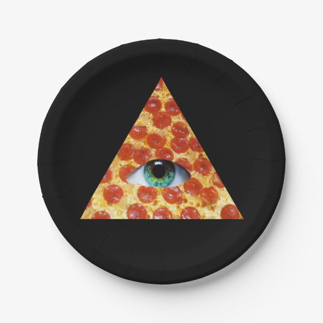 Plato De Papel Pizza de Illuminati (Anverso)