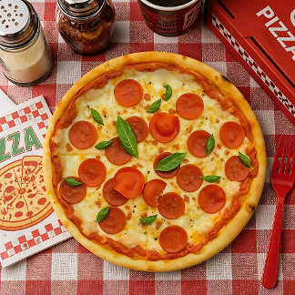 Plato De Papel Pizza de pepperoni realista
