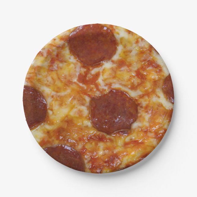 Plato De Papel Pizza de salchichones (Anverso)