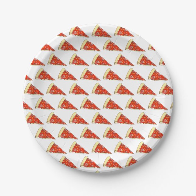 Plato De Papel Pizza Fiesta Cheese Pepperoni Pie Slice Pizzeria (Anverso)