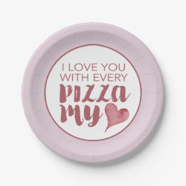 Plato De Papel Pizza moderna mi corazón Fiesta de San Valentín