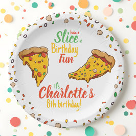 Plato De Papel Pizza, rebanada de la diversión del cumpleaños, ka