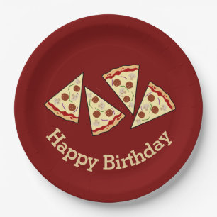 Plato De Papel Pizza Slices Diseño Papel Fiesta Placa