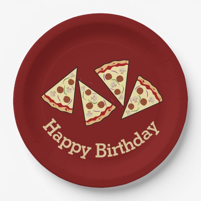 Plato De Papel Pizza Slices Diseño Papel Fiesta Placa (Anverso)
