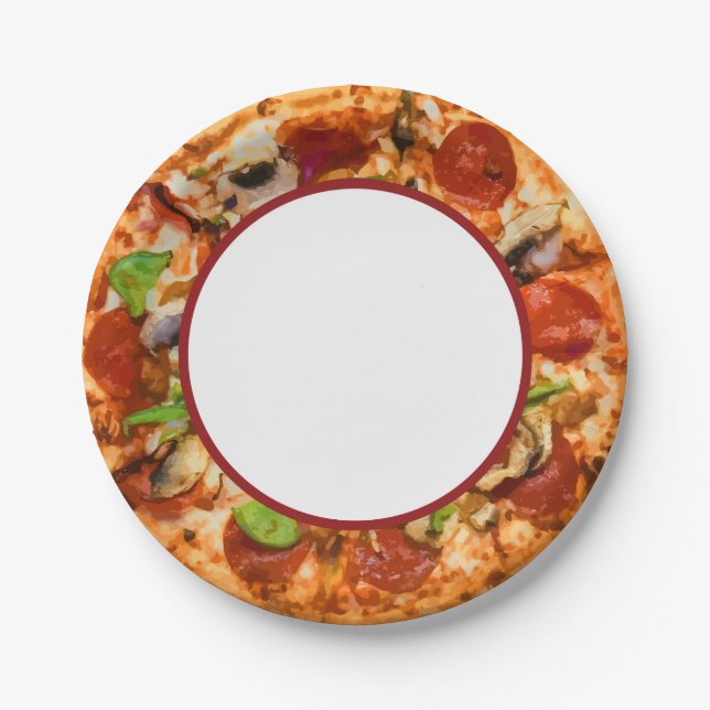 Plato De Papel Pizza temática (Anverso)
