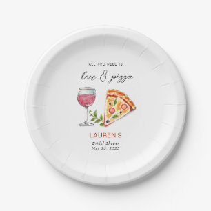 Plato De Papel Pizza y ducha de novia en vino