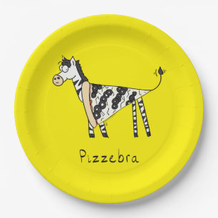 Plato De Papel Pizza Zebra Cute Kids Animal
