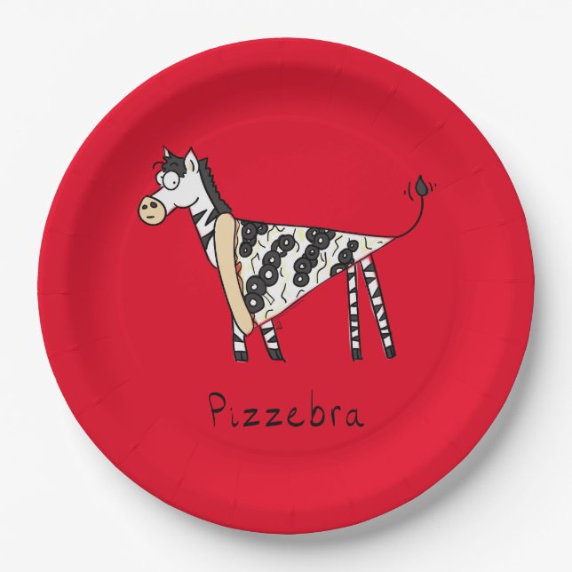 Plato De Papel Pizzebra Pizza Zebra Placas de papel (Anverso)