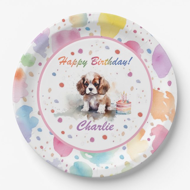 Plato De Papel Placa acuática Cavalier King Charles Spaniel (Anverso)