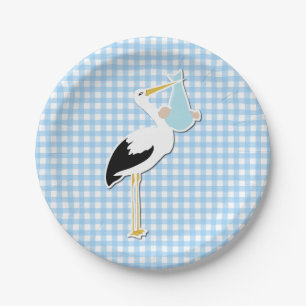 Plato De Papel Placa azul dulce de Baby Shower de la guinga y de
