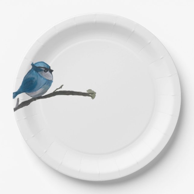 Plato De Papel Placa azul para aves (Anverso)