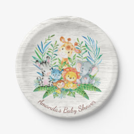 Plato De Papel Placa Baby Shower 7" de la jungla de Safari