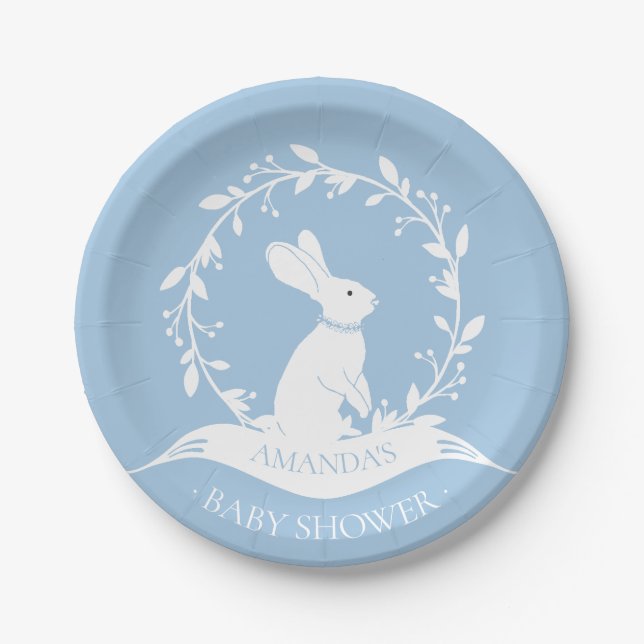 Plato De Papel Placa Baby Shower 7" para conejito (Anverso)