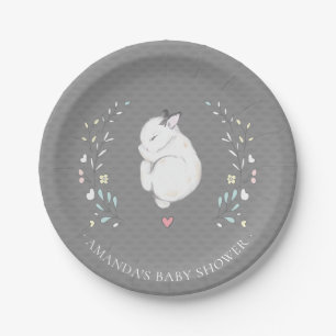 Plato De Papel Placa Baby Shower de 7" para conejitos