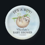 Plato De Papel Placa Baby Shower de 7" para la ranura de abanico<br><div class="desc">Lloto lindo para una ducha de bebé de niños con el más dulce juego de loto de bebé sobre un fondo de color azul del agua.   Artículos de correspondencia disponibles en nuestra tienda.</div>