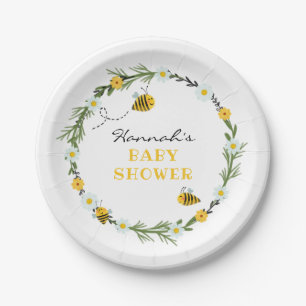 Plato De Papel Placa Baby Shower de abeja