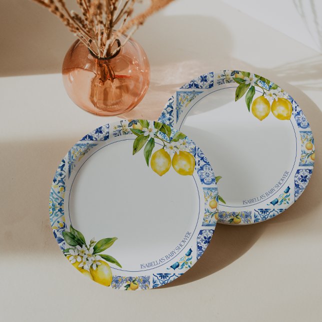 Plato De Papel Placa Baby Shower de limón de la costa de Amalfi (Subido por el creador)