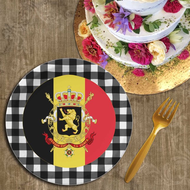 Plato De Papel Placa belga, manta de búfalo y bandera belga (Subido por el creador)