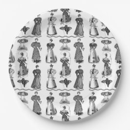 Plato De Papel Placa blanco y negro del fiesta de las señoras