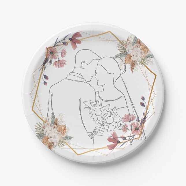 Plato De Papel placa boda (Anverso)
