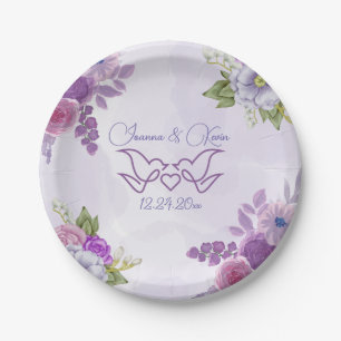 Plato De Papel Placa Boda de color de agua morado de florines