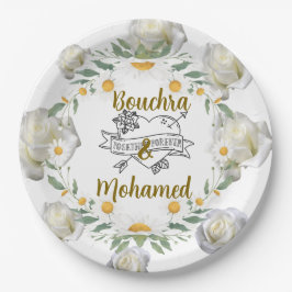 Plato De Papel Placa Boda floral