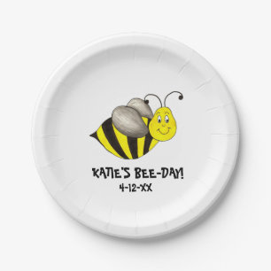 Plato De Papel Placa Bumblebee de cumpleaños personalizada de Bee