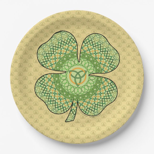 Plato De Papel Placa Celta De Papel De Shamrock (Anverso)