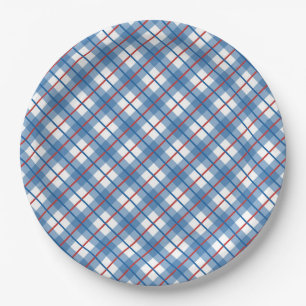 Plato De Papel Placa clásica azul blanco rojo 4 de julio