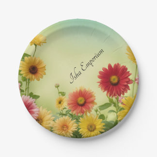 Plato De Papel Placa clásica de papel con un diseño floral
