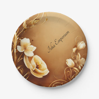 Plato De Papel Placa clásica de papel con un diseño floral