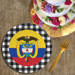 Plato De Papel Placa colombiana, manta de búfalo y bandera colomb