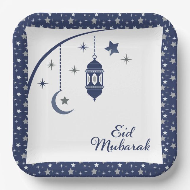 Plato De Papel Placa cuadrada de Eid (Anverso)