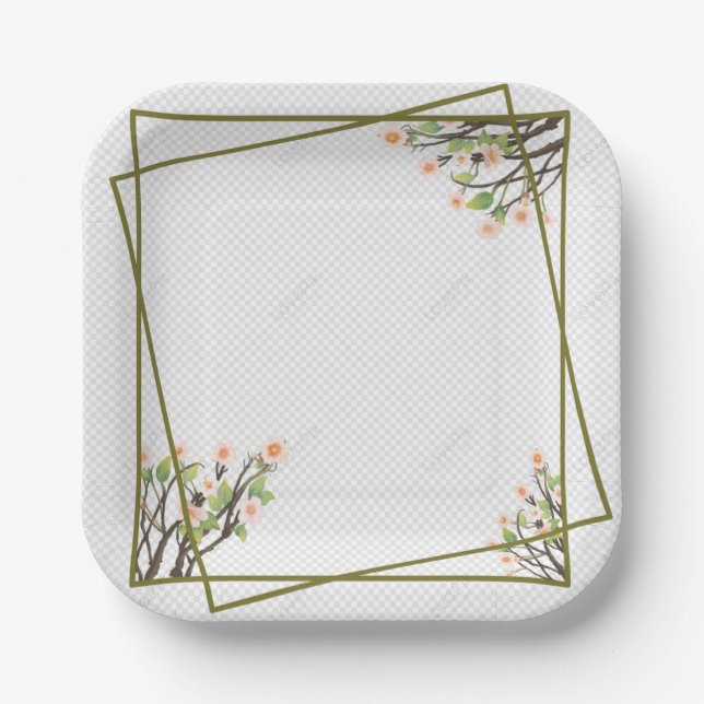 Plato De Papel Placa cuadrada de papel de 7" (Anverso)